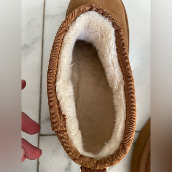 Lamo, 8, fleece lined tan leather platform ankle bootie warm cozy EUC - Picture 8 of 11